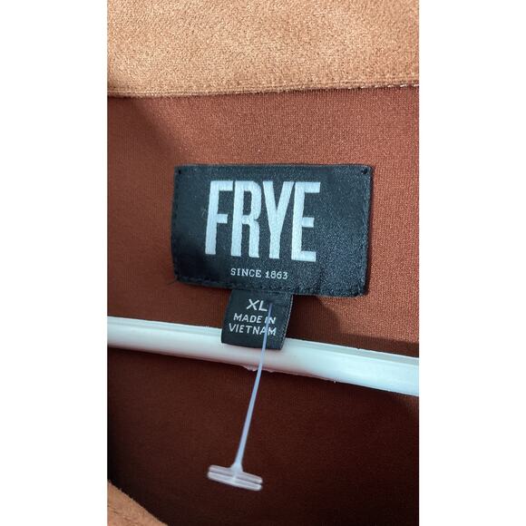 NWOT Frye Faux Suede Shirt Jacket, Shacket, Snap Closure, Brown Men's Size XL - Picture 6 of 9